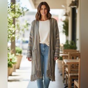 POL Multicolor Striped Cardigan with fringe on hem
Make Offer!